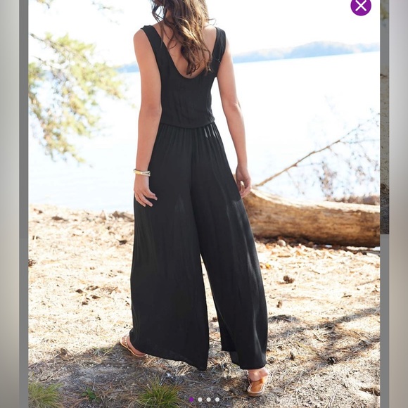 Sheer black jumpsuit with elastic waist - Picture 2 of 4